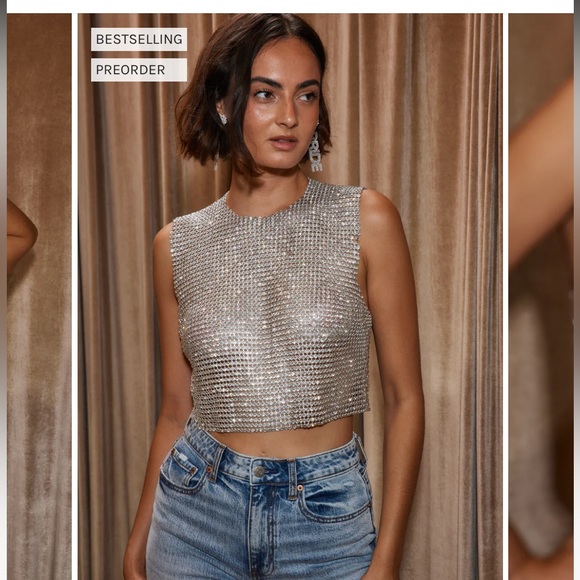 12th Tribe Tops - COPY - SHE'S A GEM SILVER RHINESTONE TANK